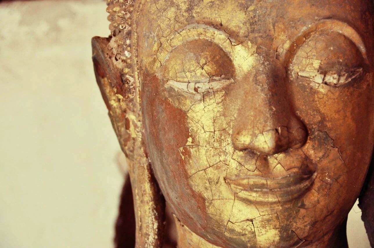 Visage statue Bouddha Wat Sisaket Vientiane Laos