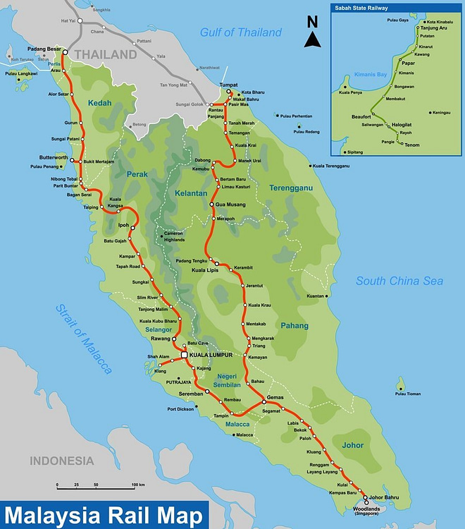 carte reseau train KTM - malaisie